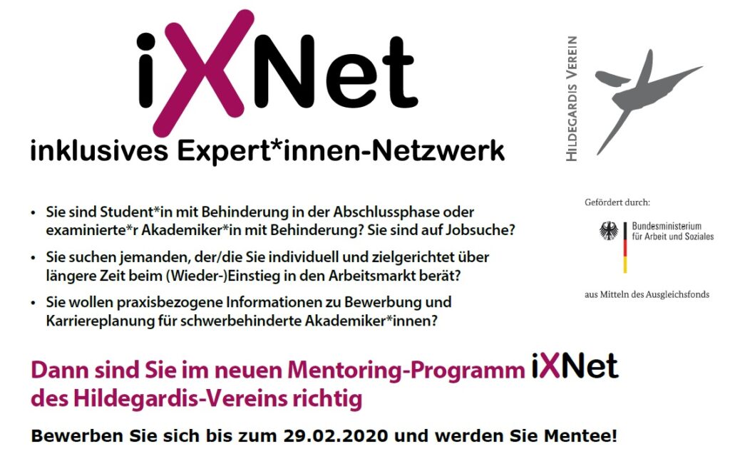 Link zur Ausschreibung für das Mentoring Programm für Studierende und Akademiker*innen mit Behinderung